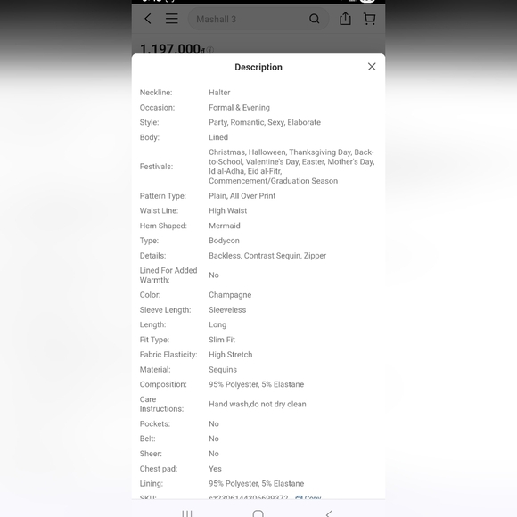 Glamorous Backless Sequin Gown - Champagne - Picture 11 of 16